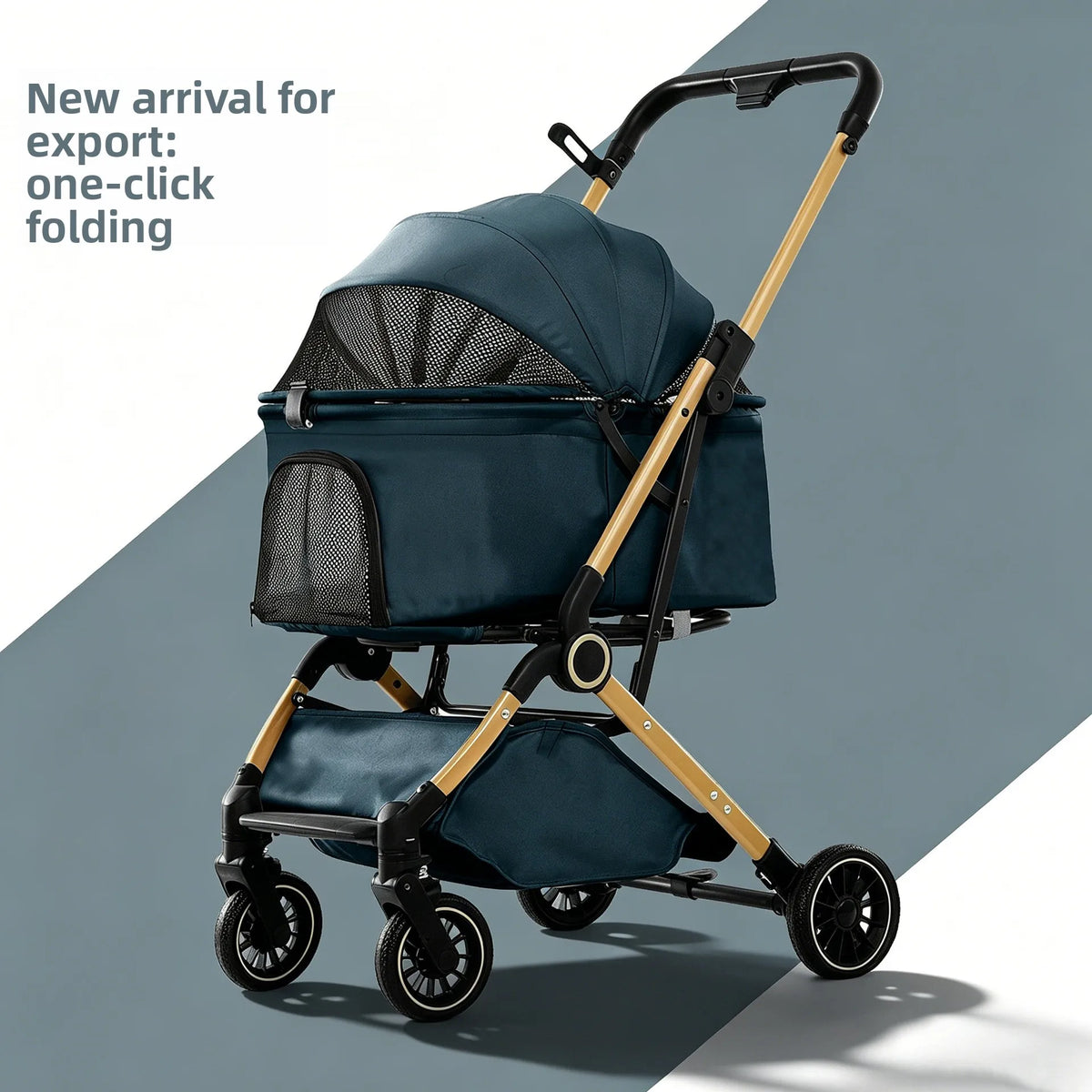 Pet Stroller One Button Foldable Cat Dog Outdoor Travel Cross Border Pet Stroller Pet Trolley Stroller for Dog Puppy Stroller