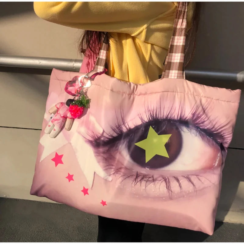 Brand Portrait Print Tote Bag Large Capacity Top-handle Shopper Bag Fashion Pvc Kraft Paper Shoulderbag Waterproof Pouch Storage
