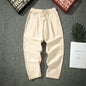 Streetwear Men Cotton Trousers Casual Solid Color Long Pants Breathable Drawstring Straight Pants Harem Pants Men Baggy Pants