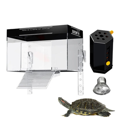 Over Tank Turtle Basking Land Anti-Slip Reptile Resting Land Animal Observation With Ramp Aquatic Terrapin Enclosure Cage