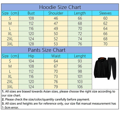 2026 New Arrival Men's Zipper Hoodie Sweatpants 2 Piece Set High Quality Hooded Long Sleeve Sweatshirt Autumn Winter Tracksuit
