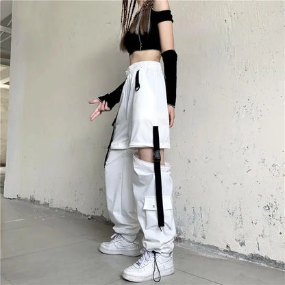 Casual Pants Women Cargo Korean Style Solid Spring Young Ladies Elastic Waist Popular Street Wear  Simple Ins Cozy Cool