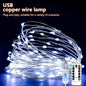 5M/10M/20M USB LED String Lights Copper Silver Wire Garland Light Waterproof Fairy Lights For Christmas Wedding Party Decorative