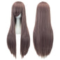 Soowee 80cm Long Synthetic Hair White Purple Cosplay Wigs Party Black Hair Straight Wig Hairpiece for Women