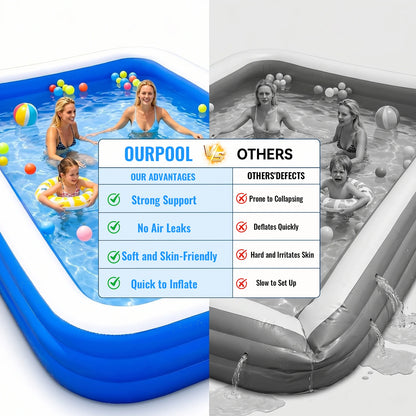 Foldable Inflatable Pool Thickened Family Swimming Pools Adult & Children Paddling Pool for Garden Backyard Summer Water Parties