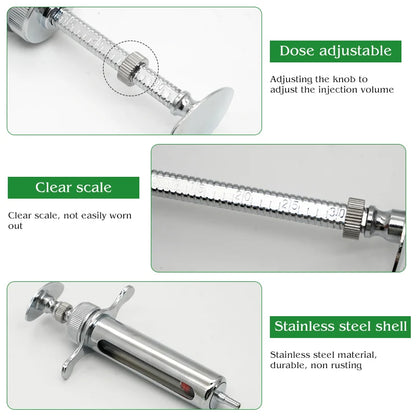Animal Syringe for Pig Cattle Sheep Stainless Steel  Reusable Syringe Injector Vet Tools Farm Supplies Veterinary  Syringe Hypod