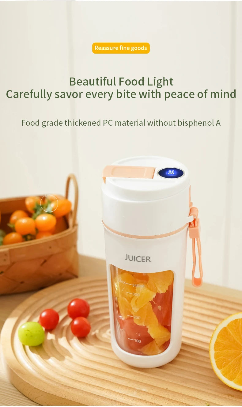 Digital Display Portable Juicer Cup USB Charging Juice Cup Home Multi-functional Automatic Fruit Blender Bottle For Home Kitchen