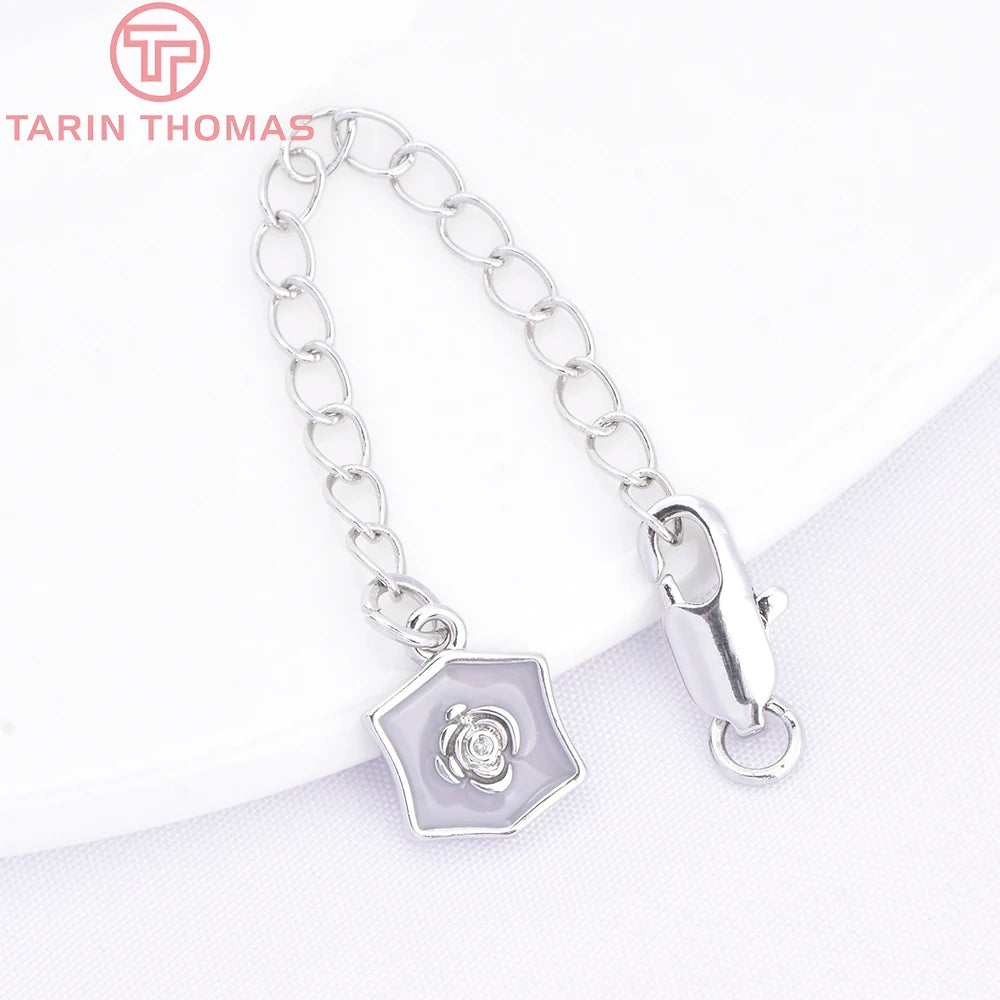(3564) Full Length 85MM 24K Gold Color Plated Brass Extender Chain with Lobster Clasps High Quality Jewelry Accessories