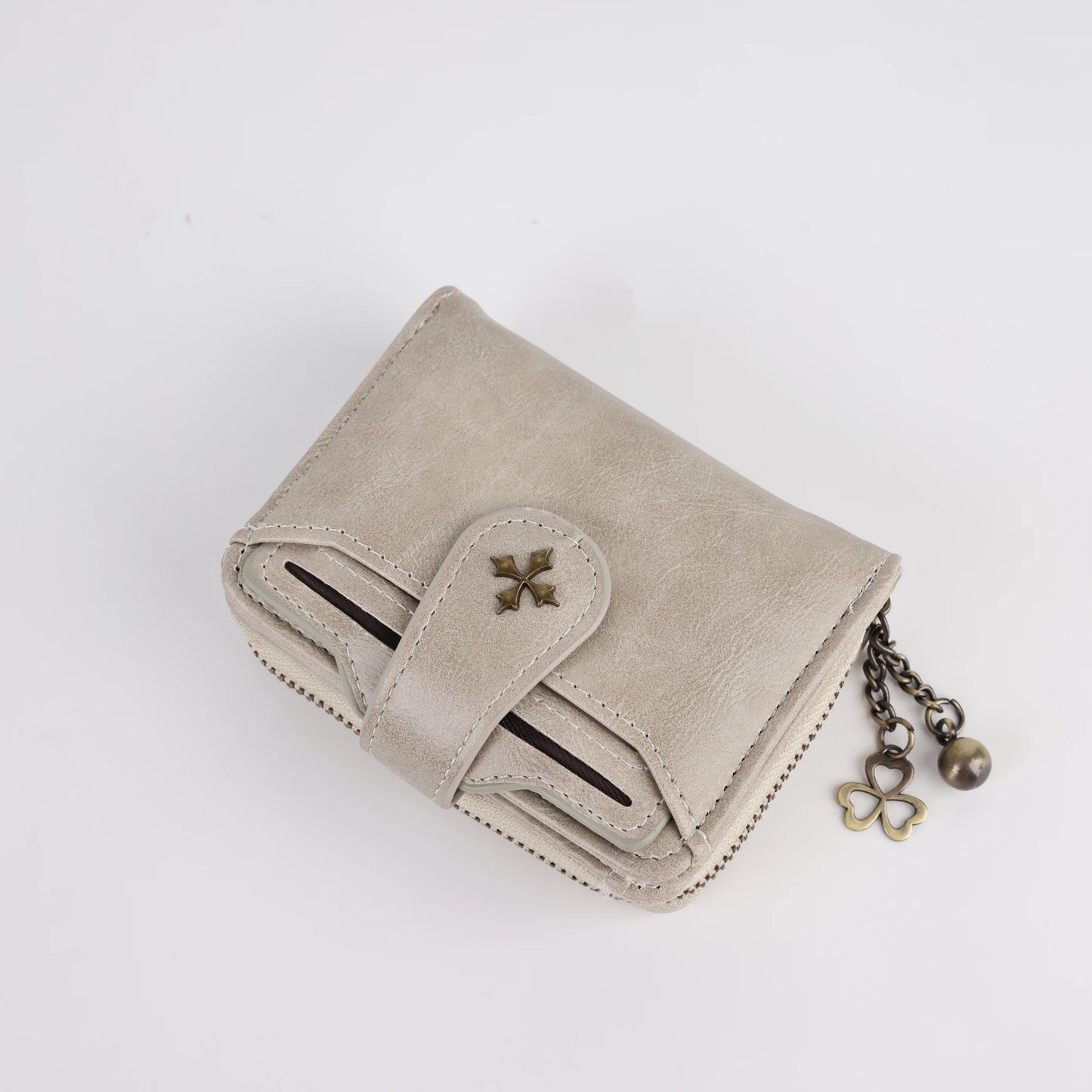 Women's short European and American fashion buckle wallet zipper coin purse