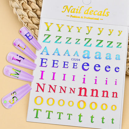3D Glittery Gothic Letter Design Nail Art Stickers Uppercase Alphabet Letters Artistic Designs DIY Nail Art Decals Decoration #1