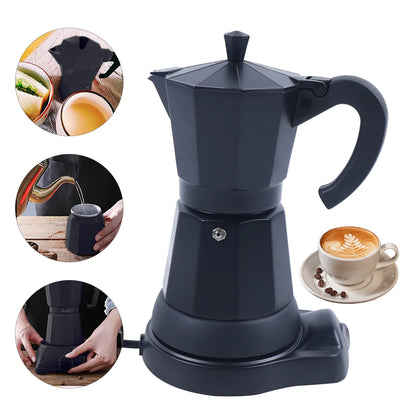 300 ml Electric Coffee Machine Aluminium Espresso Maker Mocha Espresso Pot with Separate Base