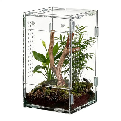 1pc Acrylic Transparent Reptile Breeding Box Amphibian Cage Nano Arboreal Tarantula Enclosure Jumping Spider Reptiles Habitat