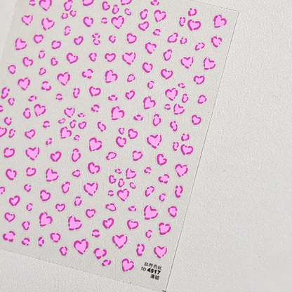 5D Cute Rabbit Love Heart Peach Blossom Flower Yellow Nail Art Stickers Bowknot DIY Self Adhesive Rhinestone Manicure Decals