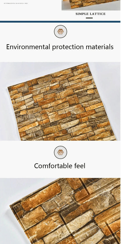 3D Self-Adhesive Wallpaper 70cm*1/5/10m Continuous Waterproof Brick Wall Stickers Living Room Bedroom Children's Room Home Decor