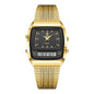 New Fashion Casual Watch Men Digital Dual Time Week Gold Sport 3bar Waterproof Quartz Wristwatches Clock relogio masculino L1030