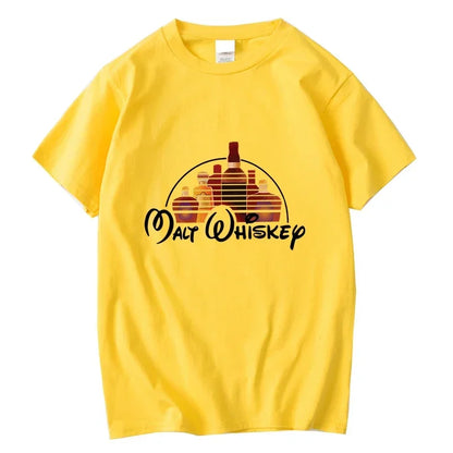 Summer Men T-shirt Cotton Blend Funny Malt Whiskey Print Summer Loose O-neck Cool T Shirt for Men Short Sleeve T-shirt Male Tee