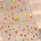 Shiny Jelly Butterfly Charming Golden Gradient Bowknot 5D Self Adhesive Nail Art Sticker Flower Petal Rhinestone Manicure Decals