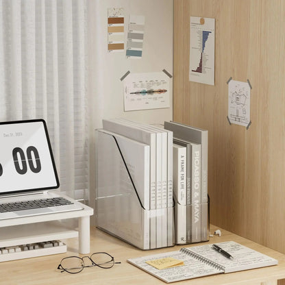 Large Capacity Desktop Organizer Box ZT3266 for Office Documents Stationery Books Storage Rack Transparent Plastic Material