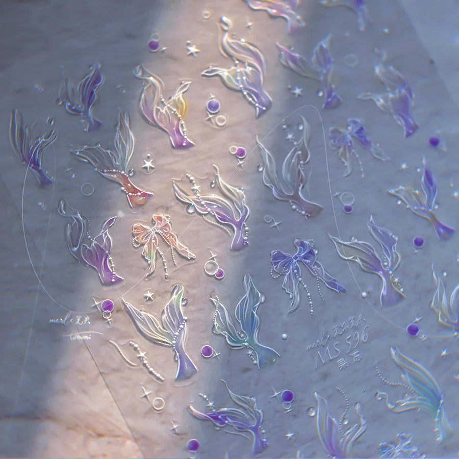 Ocean Shell Starfish Shell Conch Whale Dolphin Seahorse Coconut Tree Water Bubbles Self Adhesive Nail Art Sticker Manicure Decal