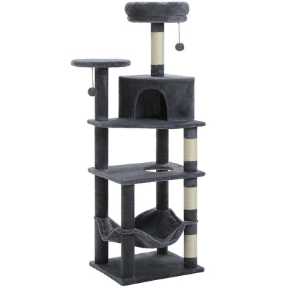 Multi-Level Cat Tree for Indoor Cats Large Cat Tower with Cozy Condo Hammock Sisal Scratching Posts Cat Scratchers Bed Cat Toys