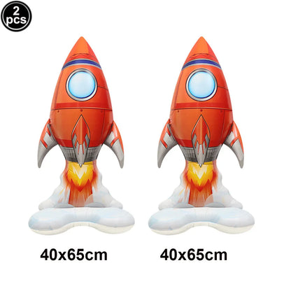 Blue Planet Astronaut Space Disposable Tableware Kids Birthday Table Decorations Paper Plate Cup Napkin Astronaut Rocket Balloon