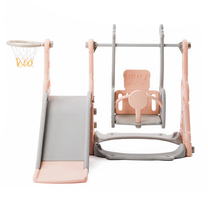 Rosahqnda 4-in-1 Children slide Indoor & Outdoor Outdoor Outdoor Playground for Toddlers Swing 1-6 Years