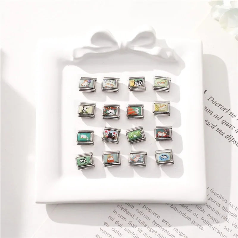 Y2K Cute Funny Sofa Cats Dogs Italian Charm Fit 9mm Stainless Steel Women DIY Bracelet Drop Shipping Fashion Jewelry Wholesale