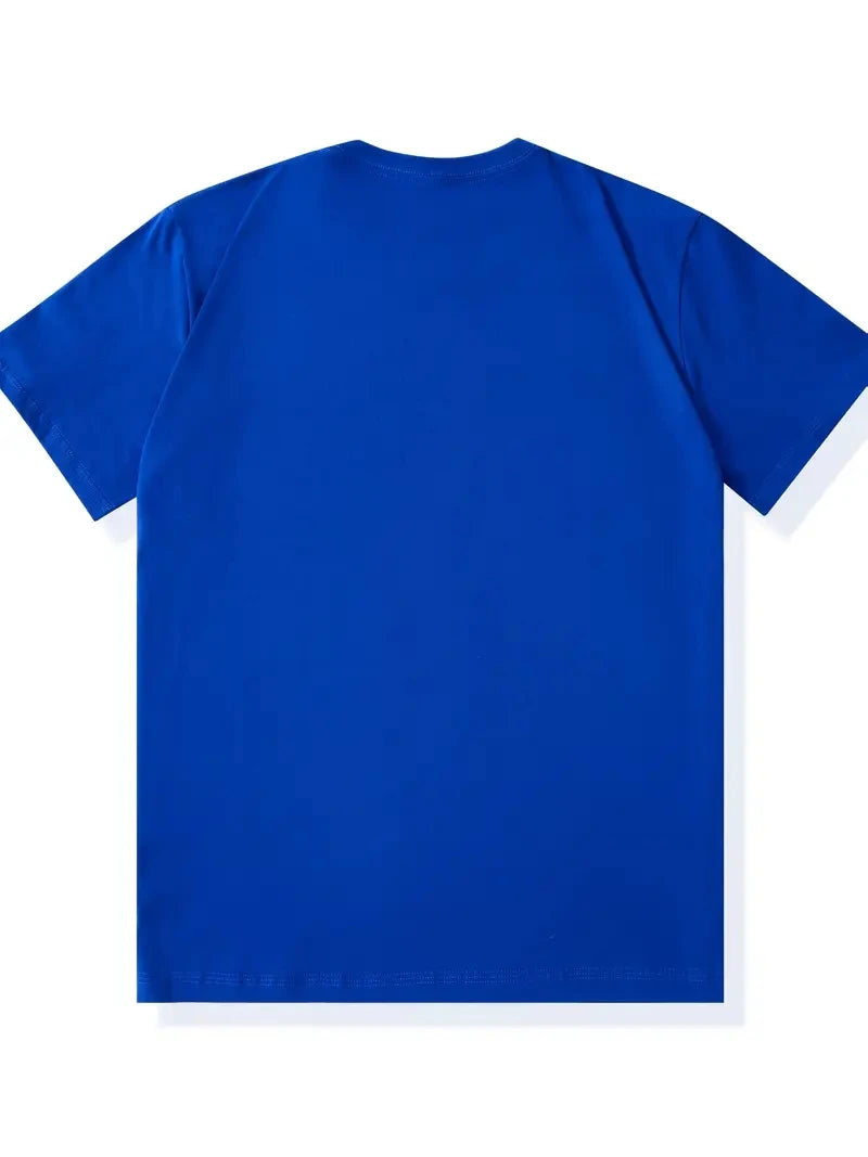 Men's Summer 100% Pure Cotton Casual Loose Sports T-Shirt Yin-Yang Tree Pattern Print round Neck Short-Sleeved Top