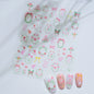 1PC 5D Macaron Flower/Fruit Nail Charms Sticker Embossed Bear/Rabbit/Letter Nails Slider Decals Summer Adhesive Manicure Decor&Y
