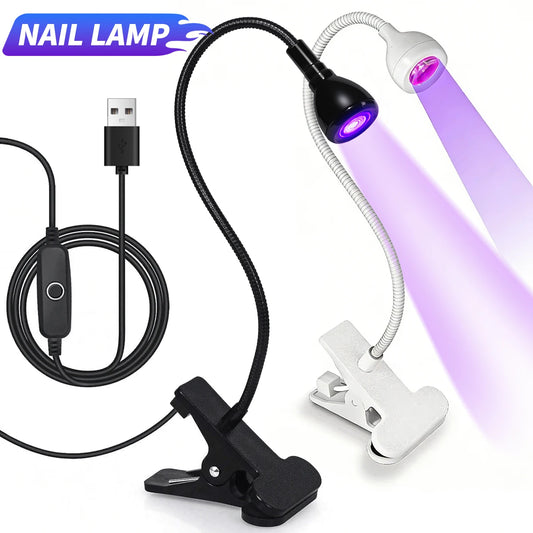 Nail LED UV Lamp for Drying Gel Nails Polish Clip-On Flexible Desk Mini Portable USB Nail Lamp UV Light Dryer for Manicure Salon
