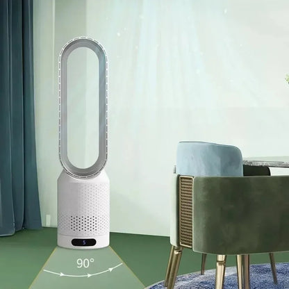 Cooling & Heating Bladeless Fan  Timer Remote Control 8 Wind Speed Home Silent Air Conditioner Heater LED Display