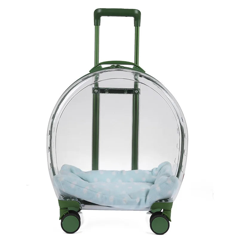 2026 Large Capacity Pet Suitcase for Two Cats Dogs Breathable Clear Wheel Portable Carry-on Luggage Pet Travel Bag