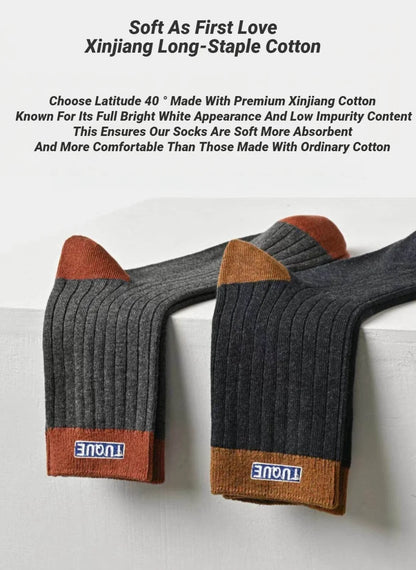 5‑Pairs Unisex Men's Trendy Color Block Crew Socks Breathable Comfy Casual For All Seasons Outdoor Wearing