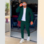 Autumn Winter Men's Casual Blazer Set New Fashion Waffle Baseball Suit Round Neck Pocket Zipper Long Sleeve Trousers Two-Piece S