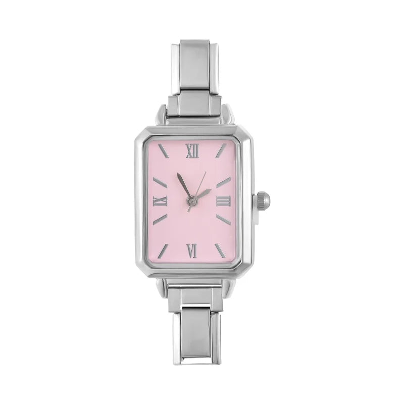 Fashion Colorful Dial Square Stainless Steel Women Watch Head Fit 9mm Bracelet For Party Friend Wife Birthday Jewelry Gifts