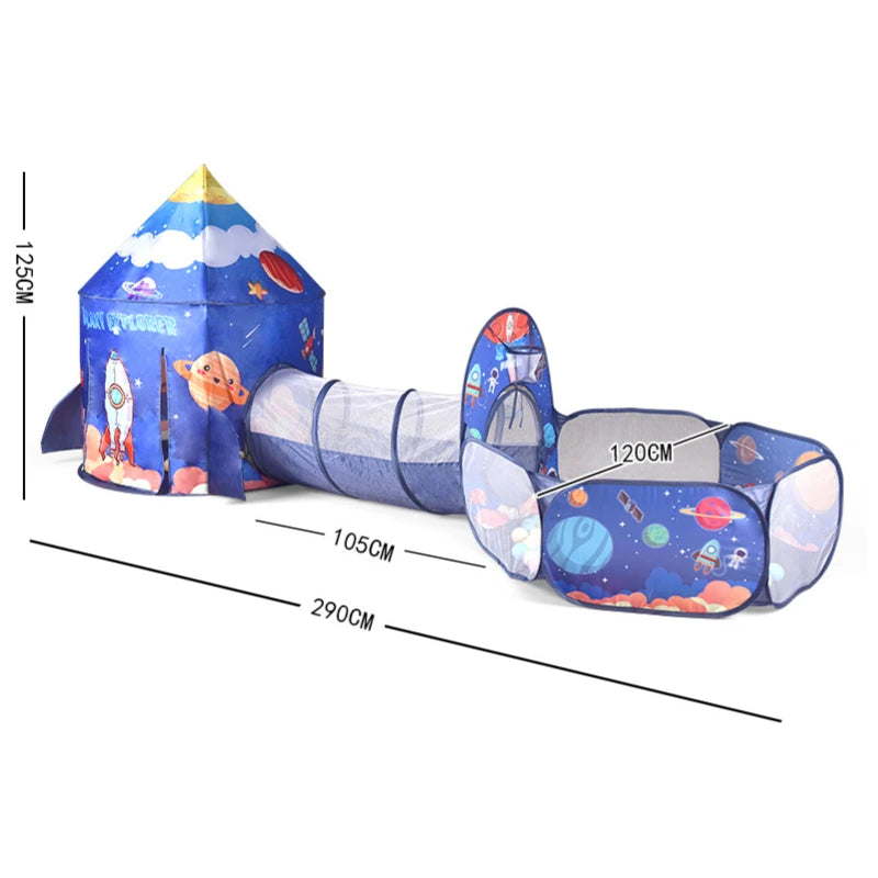 3PC Kids Play Tent with Tunnel and Ball Pit,  Play Tents for Toddlers Playhouse, Indoor & Outdoor Starry Sky Tent with Carry Bag