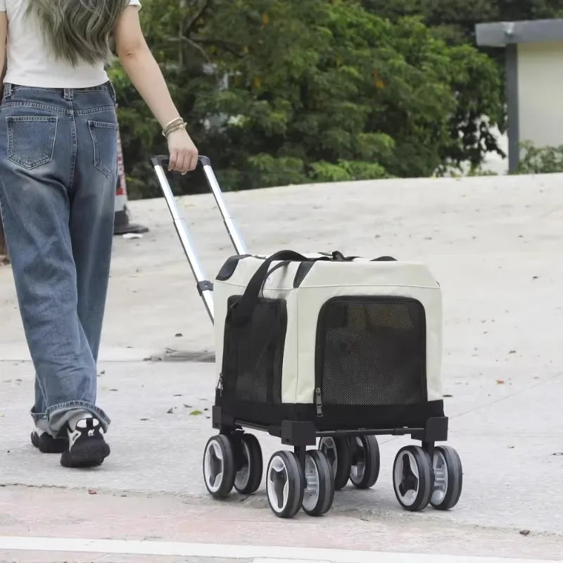 FurStarLarge Pet Rolling Carrier With Wheels Multi-Cat Travel Trolley Bag Spacious Dog Carrier Backpack Portable Car Seat Pet St