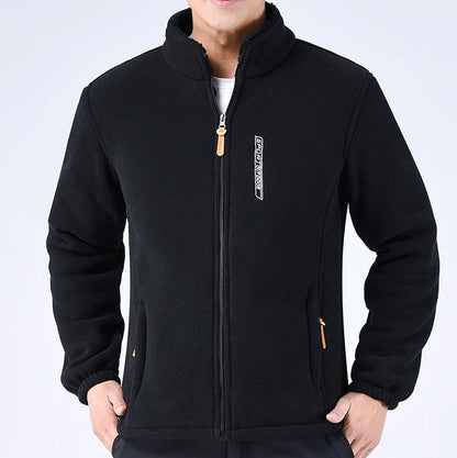 Winter Thicken Polar Fleece Jacket Warmth Windproof Full Zip Up Coat Multiple Zipper Pockets Outdoors Plus Size Jackets Outwear