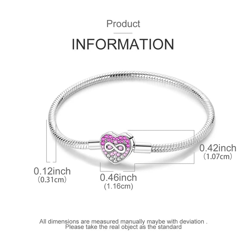 Original 925 Sterling Silver Bracelets 17-20CM Love Heart Flowers Butterfly Charms Beads Bracelet For Women Fashion Jewelry Gift