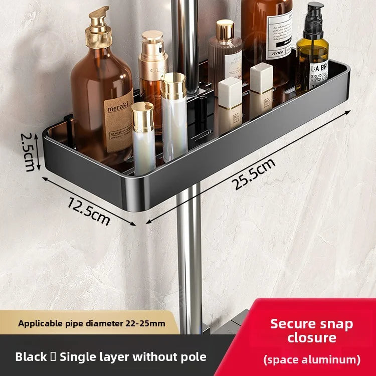 YM No-Drill Installation Bathroom Showerhead Storage Rack Tray Rain Shower Rod Holder Lift Bracket for Bathroom Organization