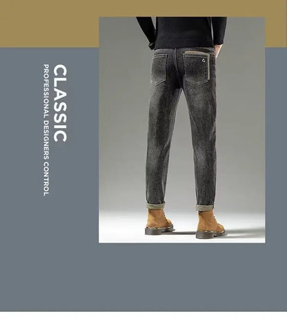 Spring Autumn 2025 Men's High-End Fashion Casual Pants Straight Leg Slim Fit Long Denim Jeans Handsome Cargo Casual Pants Men