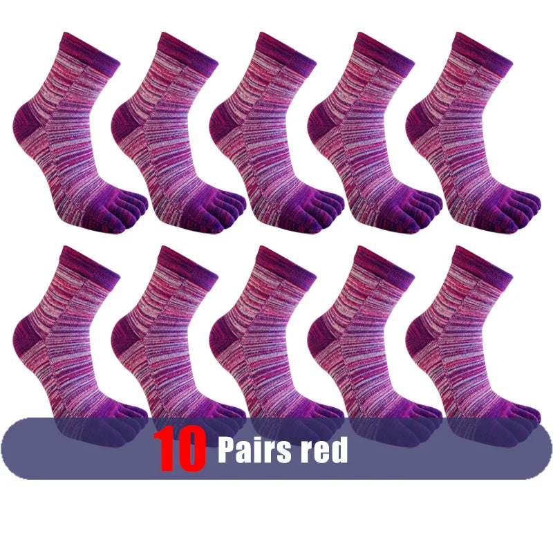 1/5 Pairs Colorful 5 Finger Socks Business Man Cotton Striped Young Casual Sweat-Absorbing Happy Party Dress Toe Short Socks