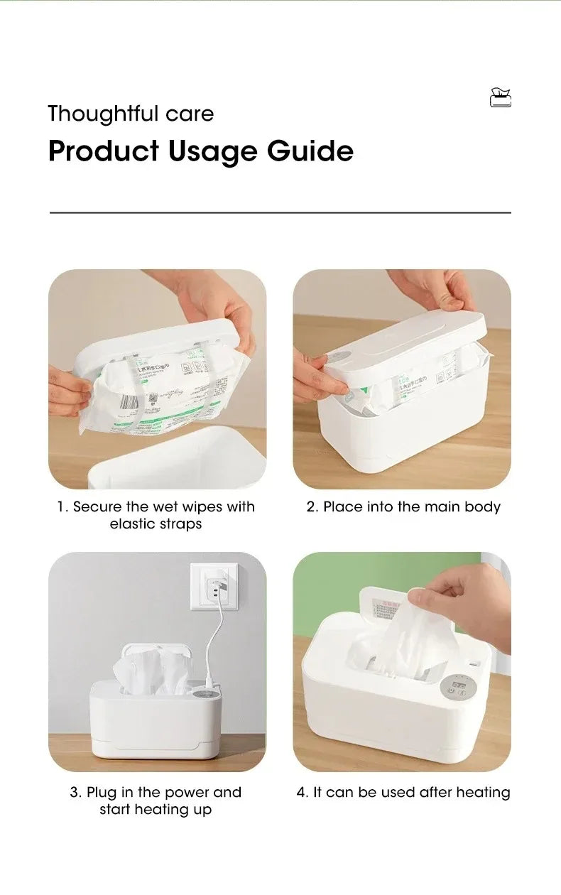 Portable USB Multifunction Baby Wipe Warmer Heater with LED Display for Home and Car Wet Towel Dispenser Heating Box