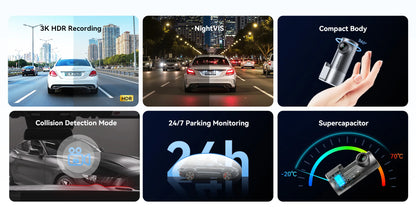 DDPAI MINI Pro Dash Cam 3K HDR 1620P Car DVR with WiFi Night Vision WDR Voice Control 24H Parking Monitor 143° FOV