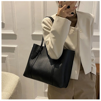 Large Capacity Women's Bag, New Soft Leather Tote Bag, Casual and Versatile Single Shoulder Bags for Woman Korean Style Handbags