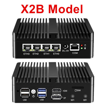 Topton Solid Fanless Firewall Mini PC VPN Gateway Intel N150 N5105 J6412 J5005 7305 6305 4x2.5G LAN Home Server PfSense Computer