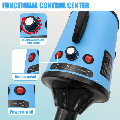 Pet Hair Dryer, Adjustable Wind Speed And Temperature Dog And Cat Grooming Blower, With 4 Different Nozzles, Can Quickly Dry All Pets