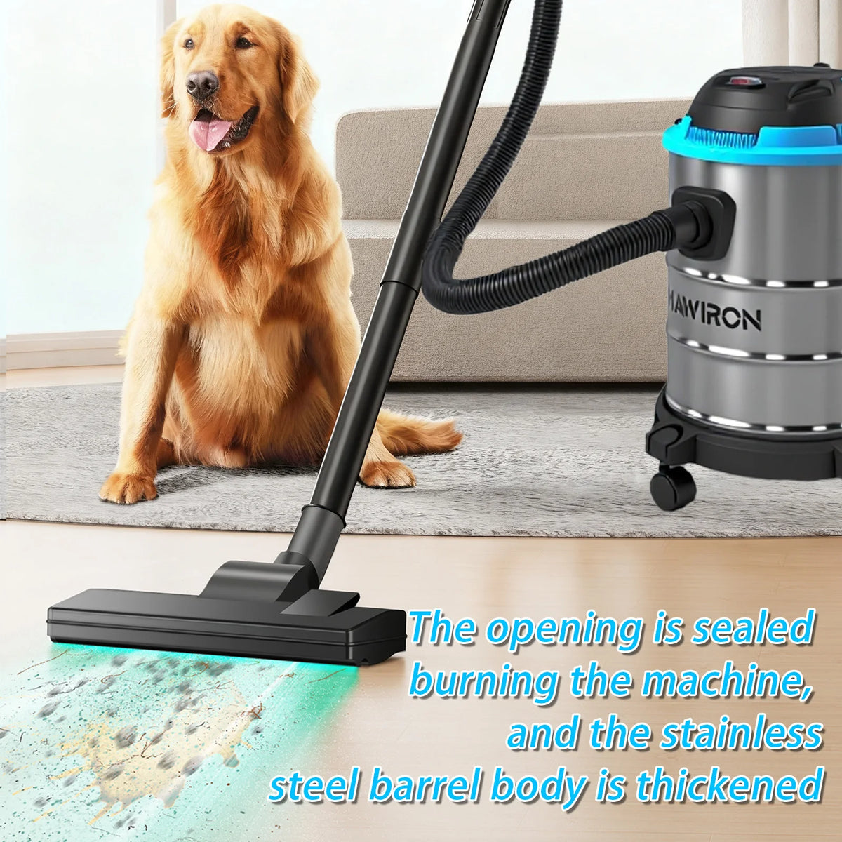 🔧 Heavy Duty Wet Dry Barrel Vacuum Cleaner Stainless Steel Bucket 5400W Powerful Suction Multi Scene Vacuum for Garage Workshop Car Interior Floor Stain & Dry Dust Removal
