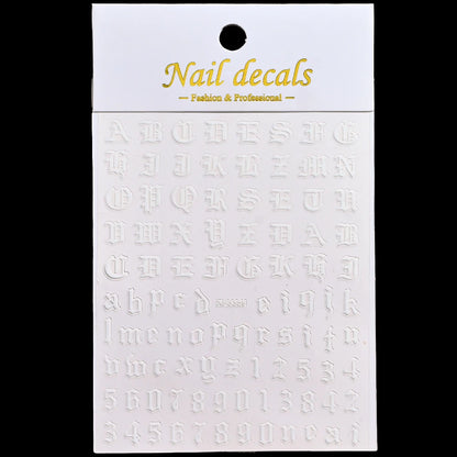 3D Glittery Gothic Letter Design Nail Art Stickers Uppercase Alphabet Letters Artistic Designs DIY Nail Art Decals Decoration #1