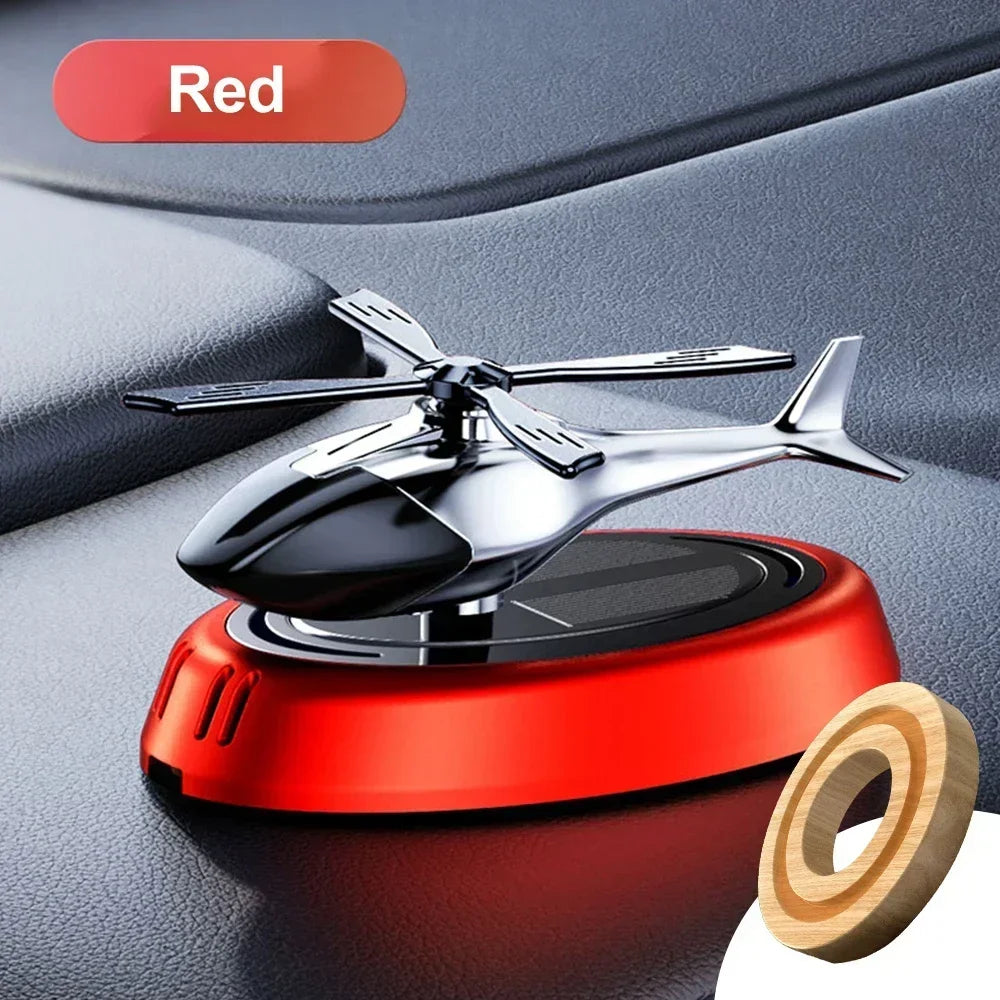 Helicopter Propeller Solar Air Freshener - Styling Car Interior Decor Aromatherapy Diffuser with Rotary Perfume, Solar Powered